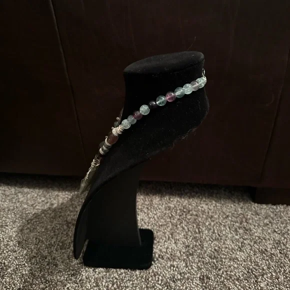 Hand Crafted “One of a Kind” Chinese Fluorite & Sterling Silver Necklace - Picture 2 of 3